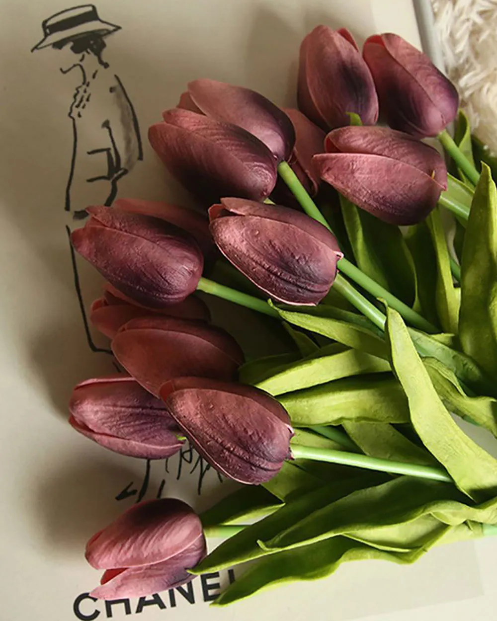 Set 10 Cành Hoa Tulip Tím Đậm