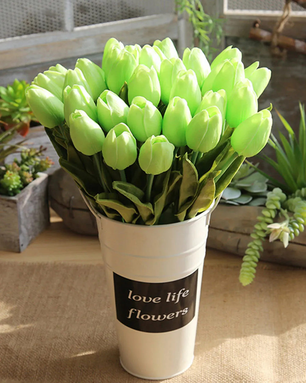Set 10 Cành Hoa Tulip Xanh