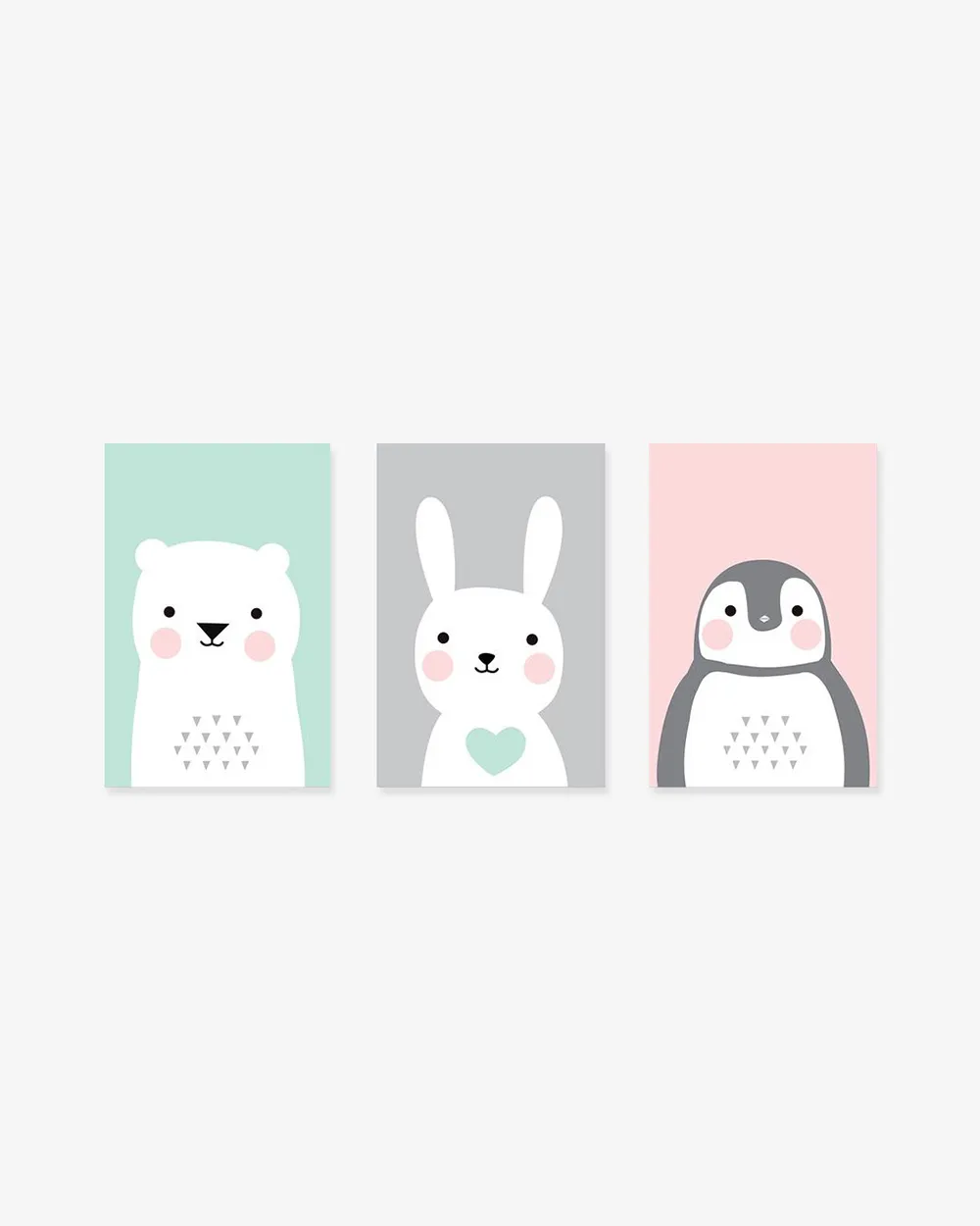 Bộ 3 Tranh Bear Rabbit Penguin
