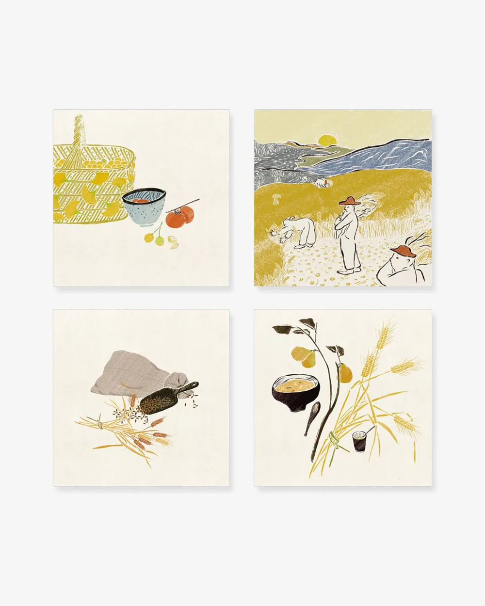 Bộ 4 Tranh Field Rice Yellow