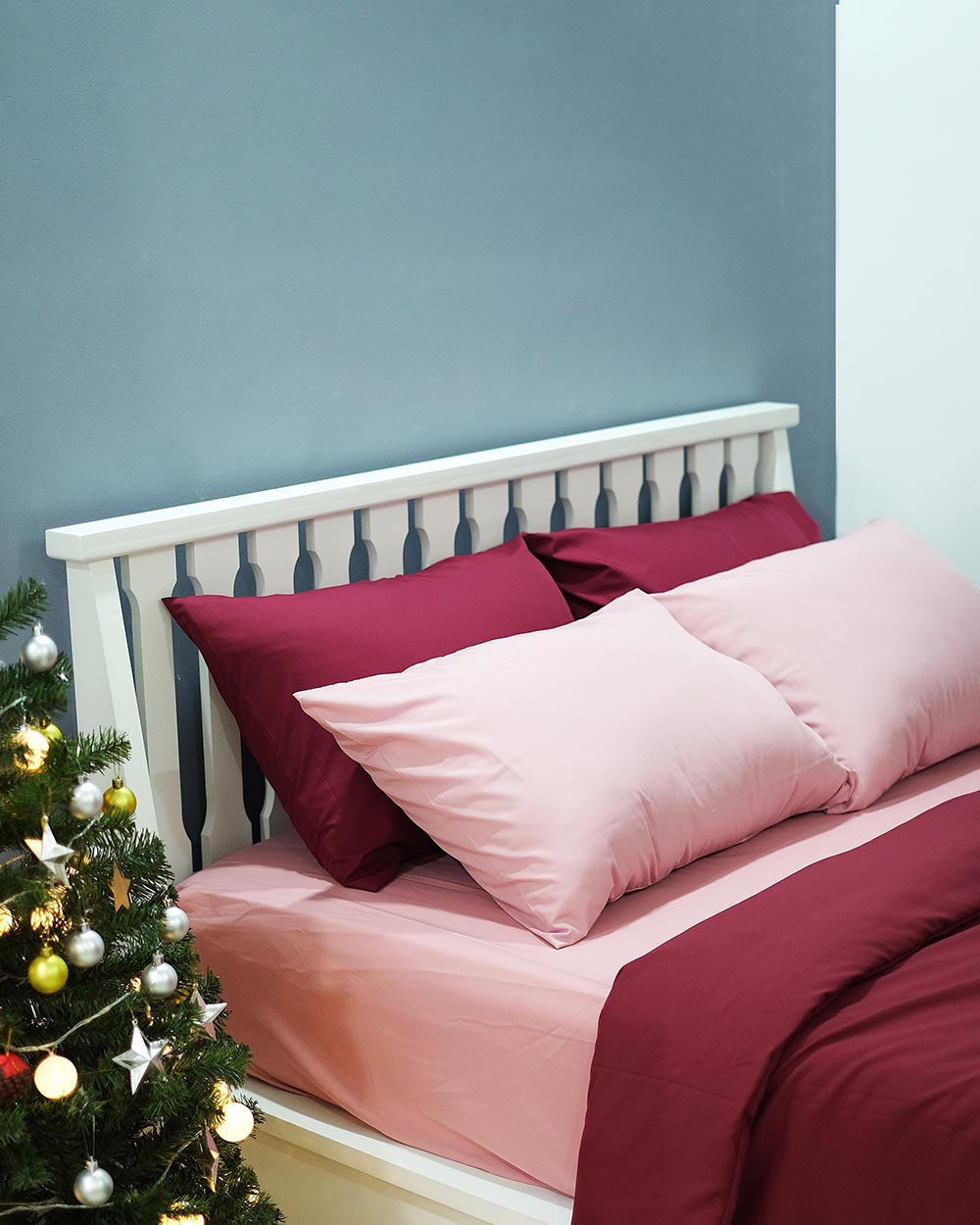 Bộ Chăn Ga Gối Cotton Satin Hồng Đỏ
