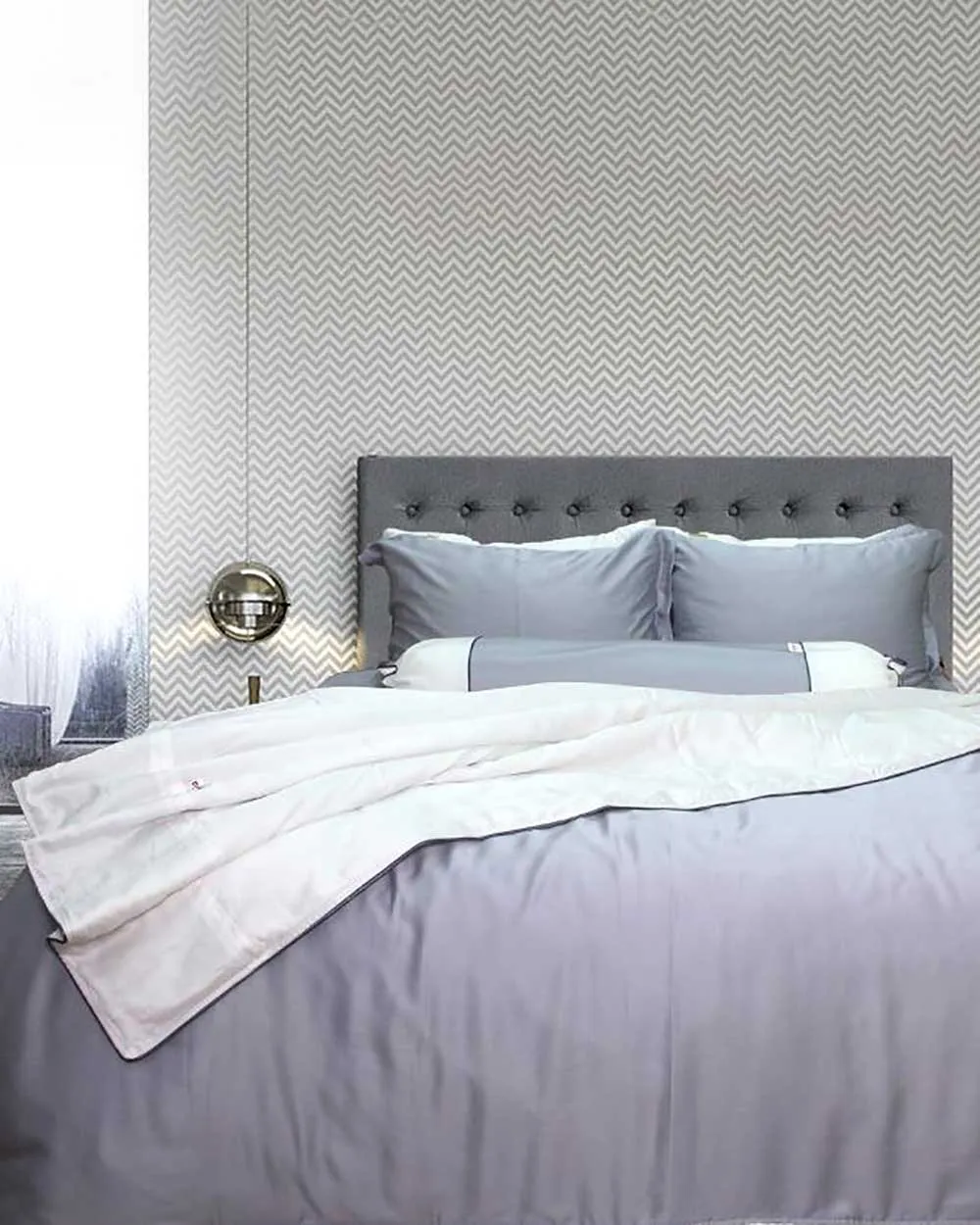 Bộ Ga Gối Tencel Xám Trắng Bộ Ga Gối Tencel Xám Trắng