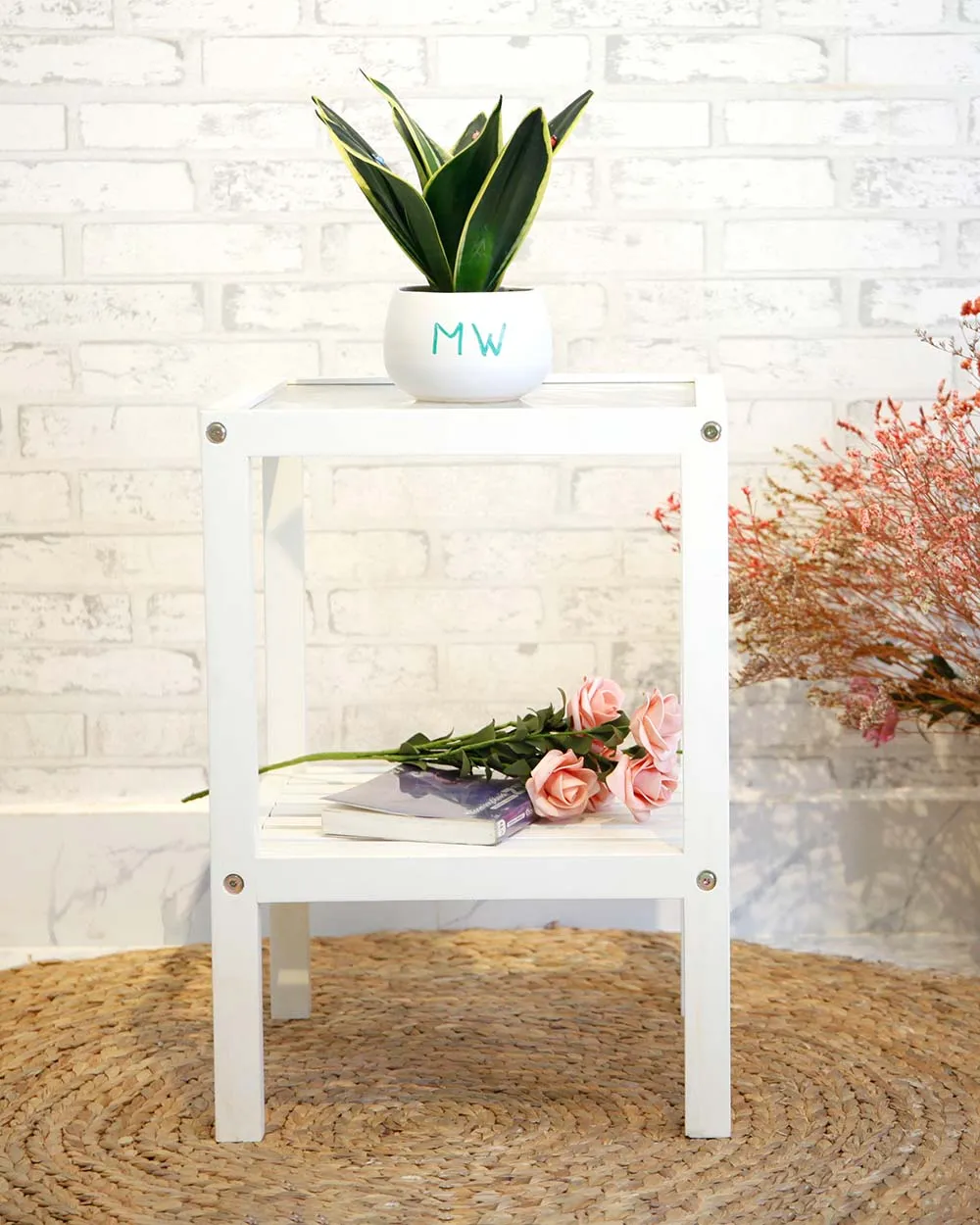Kệ Kính Đầu Giường Trắng