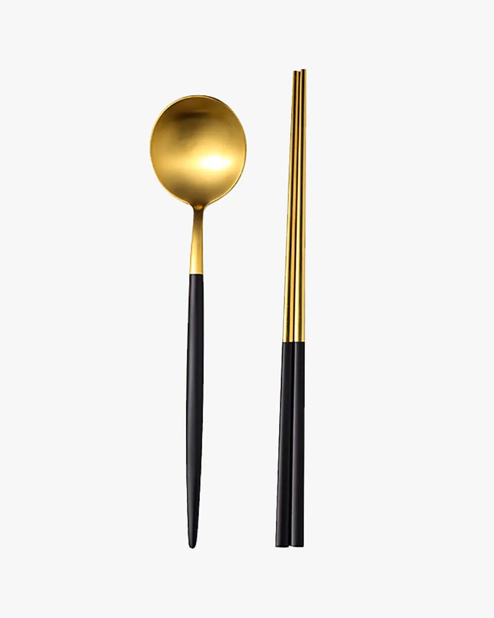 Bộ 2 Muỗng Đũa Món Á Inox Cán Đen