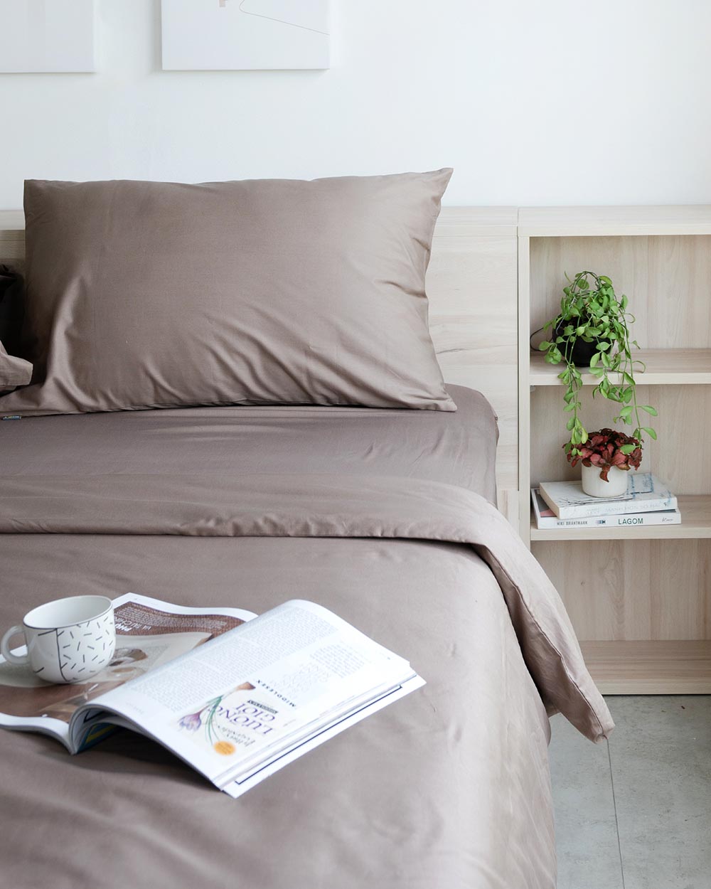 Bộ 2 Vỏ Gối 1 Vỏ Chăn Cotton Dysania Nâu