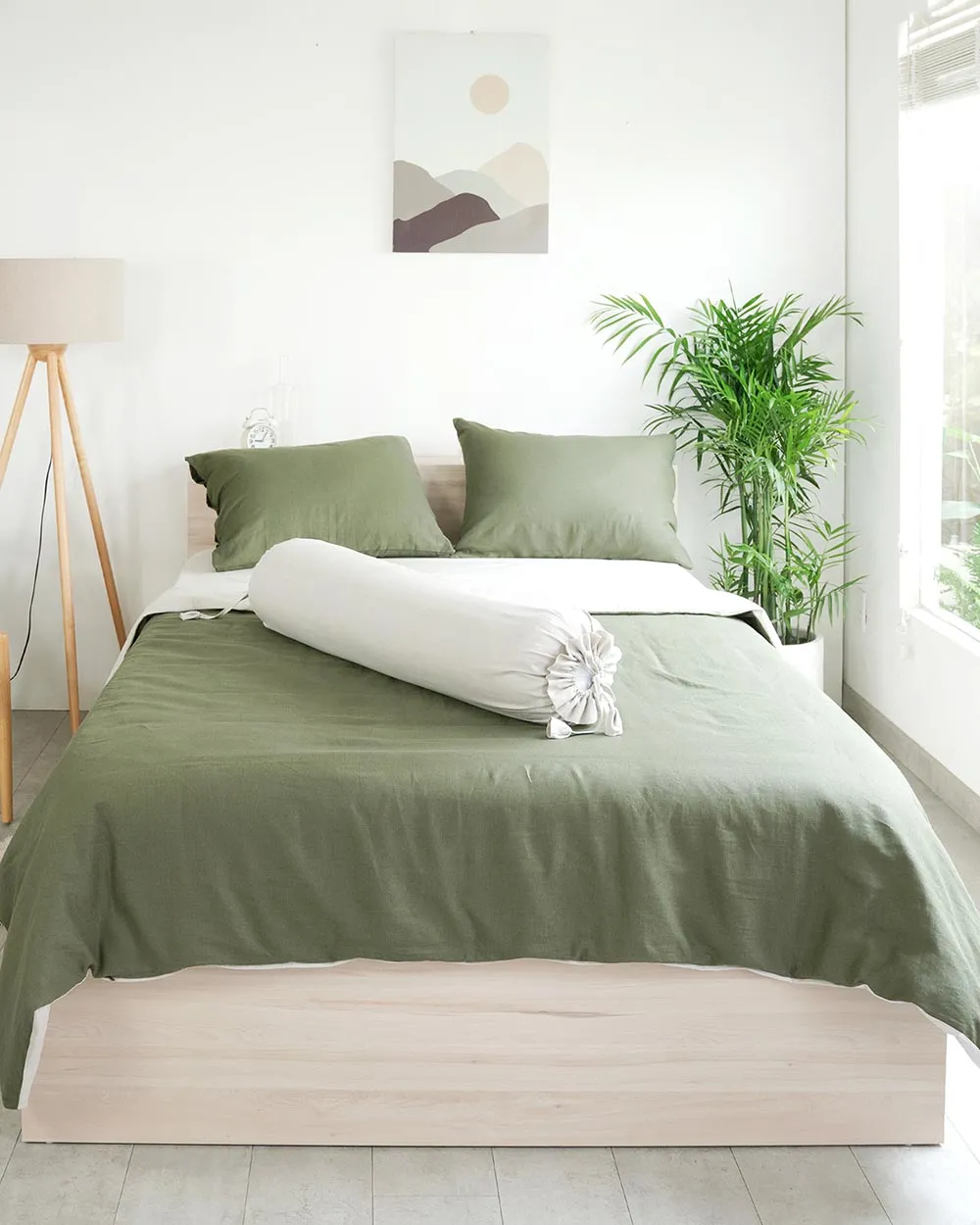 Combo 5 Phụ Kiện Giường Ngủ Linen Fika Be Nhạt