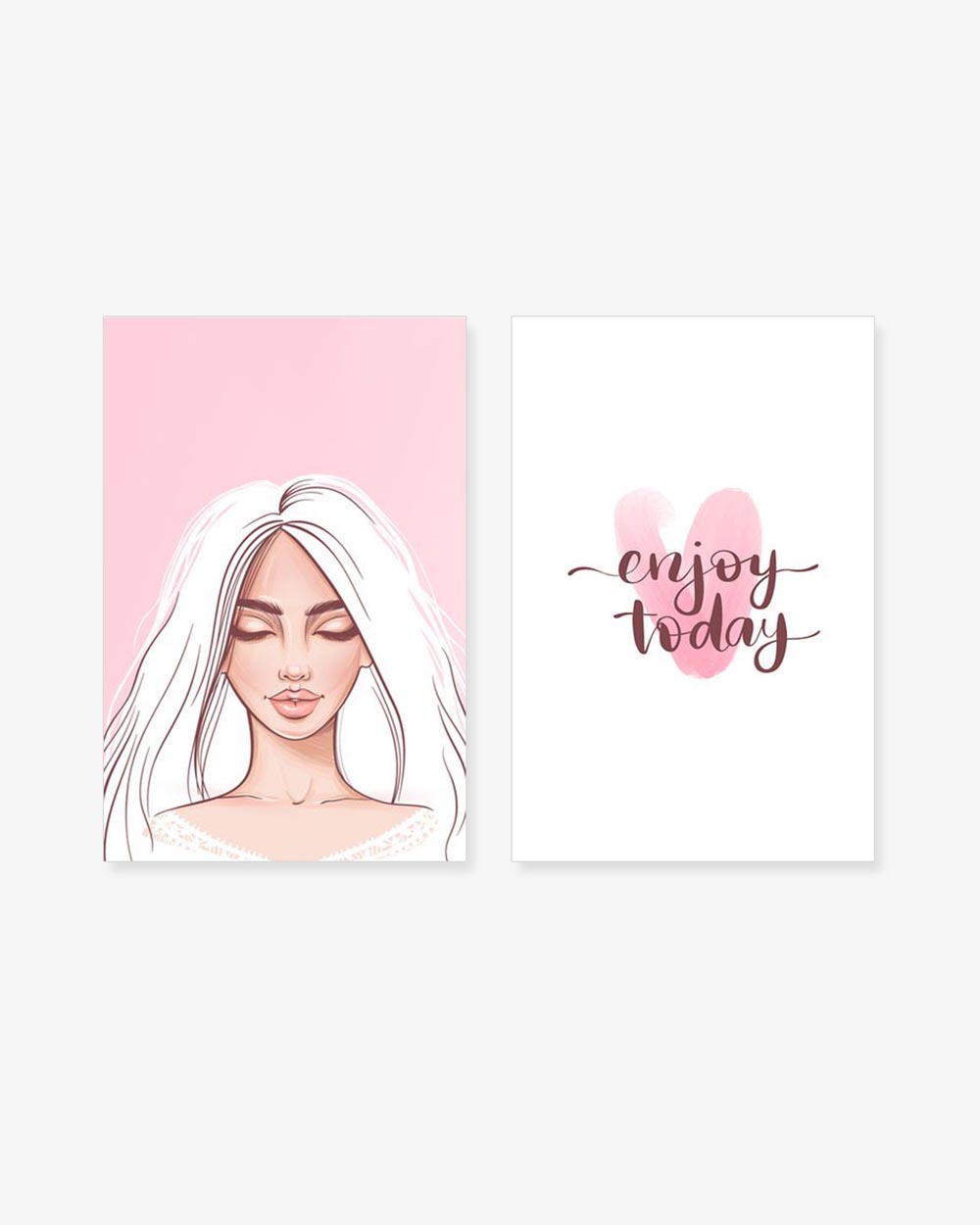 Bộ 2 Tranh Beauty Lady Pink Enjoy Today
