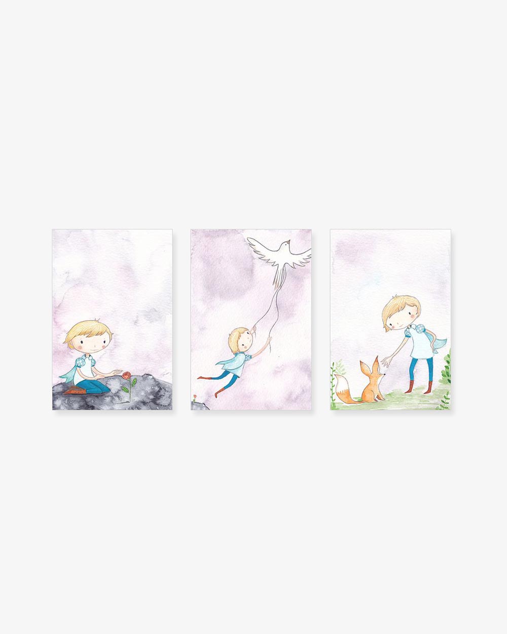 Bộ 3 Tranh The Little Prince Watercolor