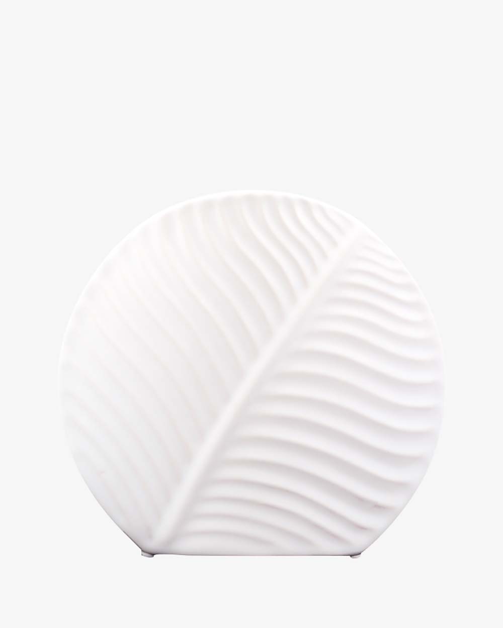 Bình Gốm Trắng Vân Lá Leaf Mẫu Tròn