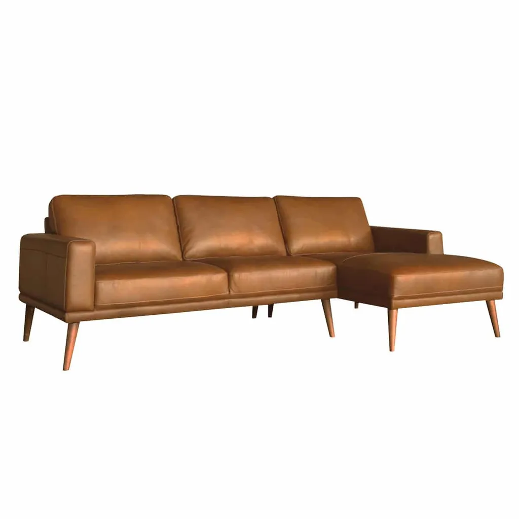 Sofa Da Góc Phải London Caramel