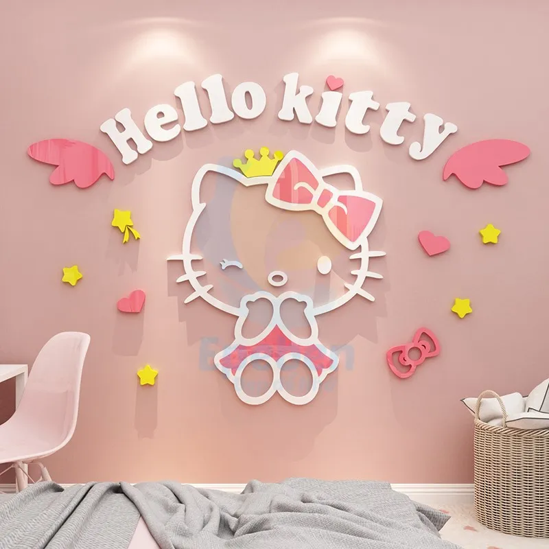 Tranh Dán Tường Mica 3D Khổ Lớn Hello Kitty Đôi Cánh Thiên Thần Kiểu 15
